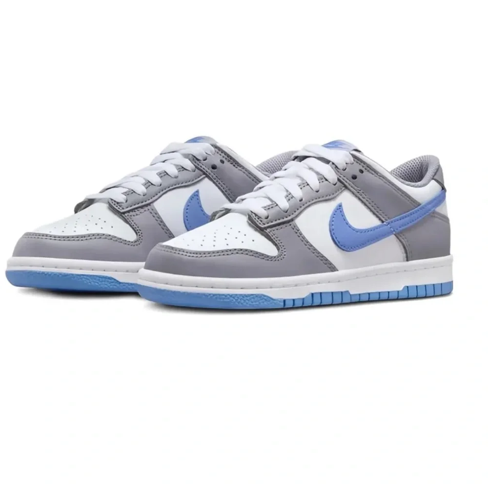 Nike Dunk Low White and Blue “Cement Royal” Athletic Shoes-Size 5Y